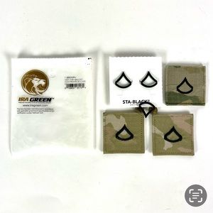 IRA Green Army Black Private 1st Class Rank With Hook Back Made in USA N…